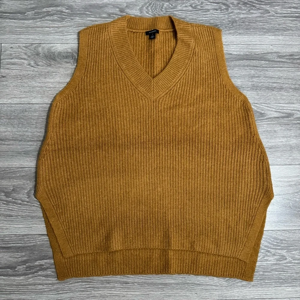 Halogen Men Brown V-Neck‎ Sleeveless Vest Sweater Size 1 / XL